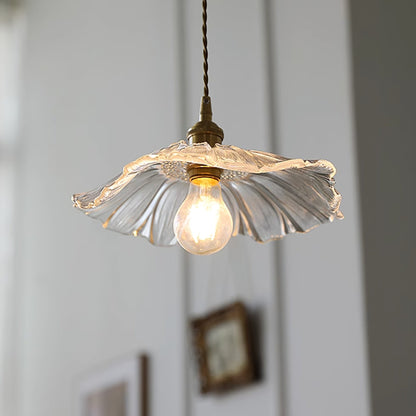 Vintage Flower Glass Pendant Light | Retro Plug-in Ceiling Lamp