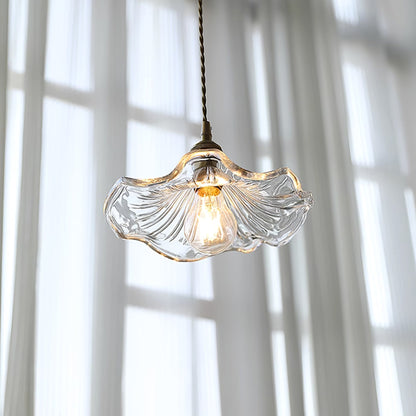 Vintage Flower Glass Pendant Light | Retro Plug-in Ceiling Lamp