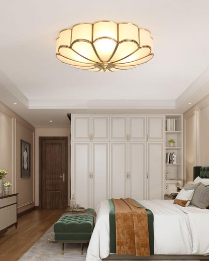 Flower Shape Glass Ceiling Lamp | Elegant Bedroom and Living Room Light Fixture