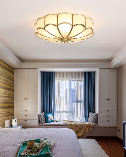 Flower Shape Glass Ceiling Lamp | Elegant Bedroom and Living Room Light Fixture