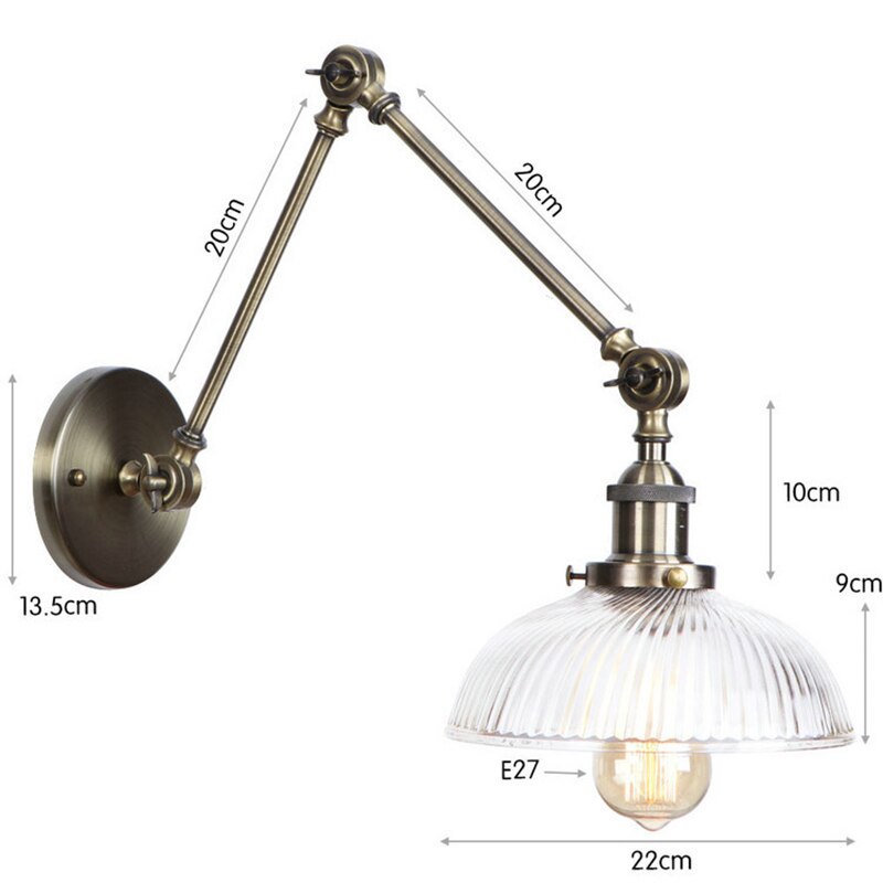 Vintage Glass Wall Light Sconce | Industrial Bedroom and Living Room Wall Lamp