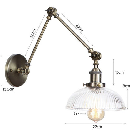 Vintage Glass Wall Light Sconce | Industrial Bedroom and Living Room Wall Lamp