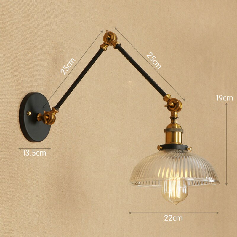 Vintage Glass Wall Light Sconce | Industrial Bedroom and Living Room Wall Lamp