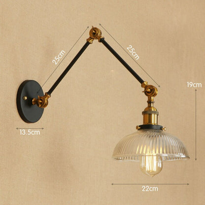 Vintage Glass Wall Light Sconce | Industrial Bedroom and Living Room Wall Lamp