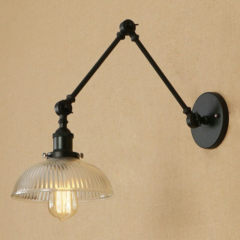 Vintage Glass Wall Light Sconce | Industrial Bedroom and Living Room Wall Lamp