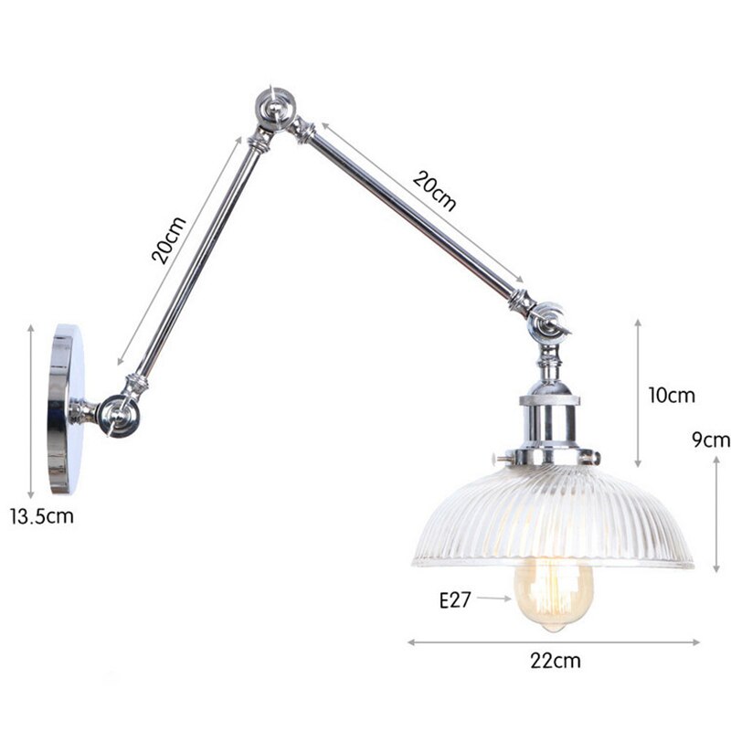 Vintage Glass Wall Light Sconce | Industrial Bedroom and Living Room Wall Lamp
