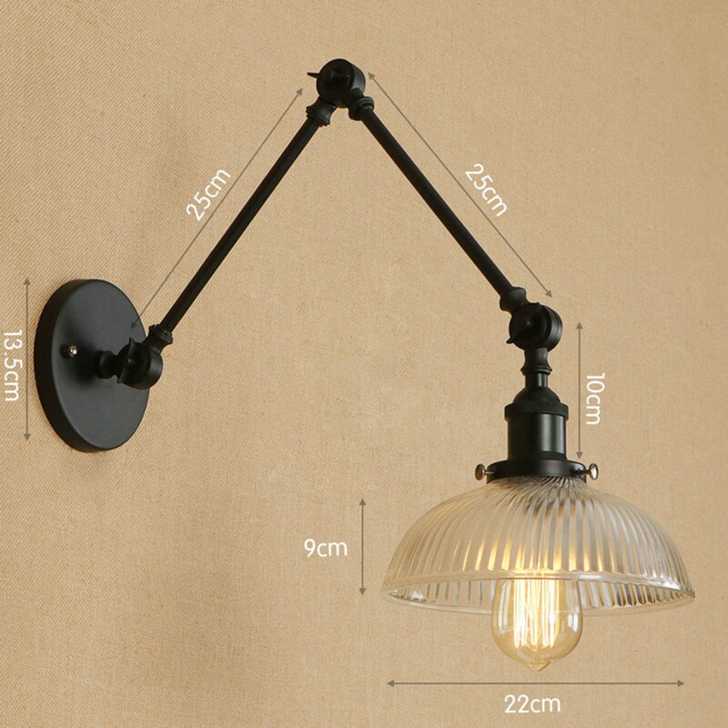 Vintage Glass Wall Light Sconce | Industrial Bedroom and Living Room Wall Lamp