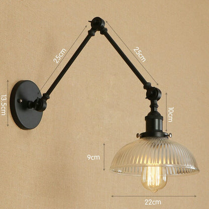 Vintage Glass Wall Light Sconce | Industrial Bedroom and Living Room Wall Lamp