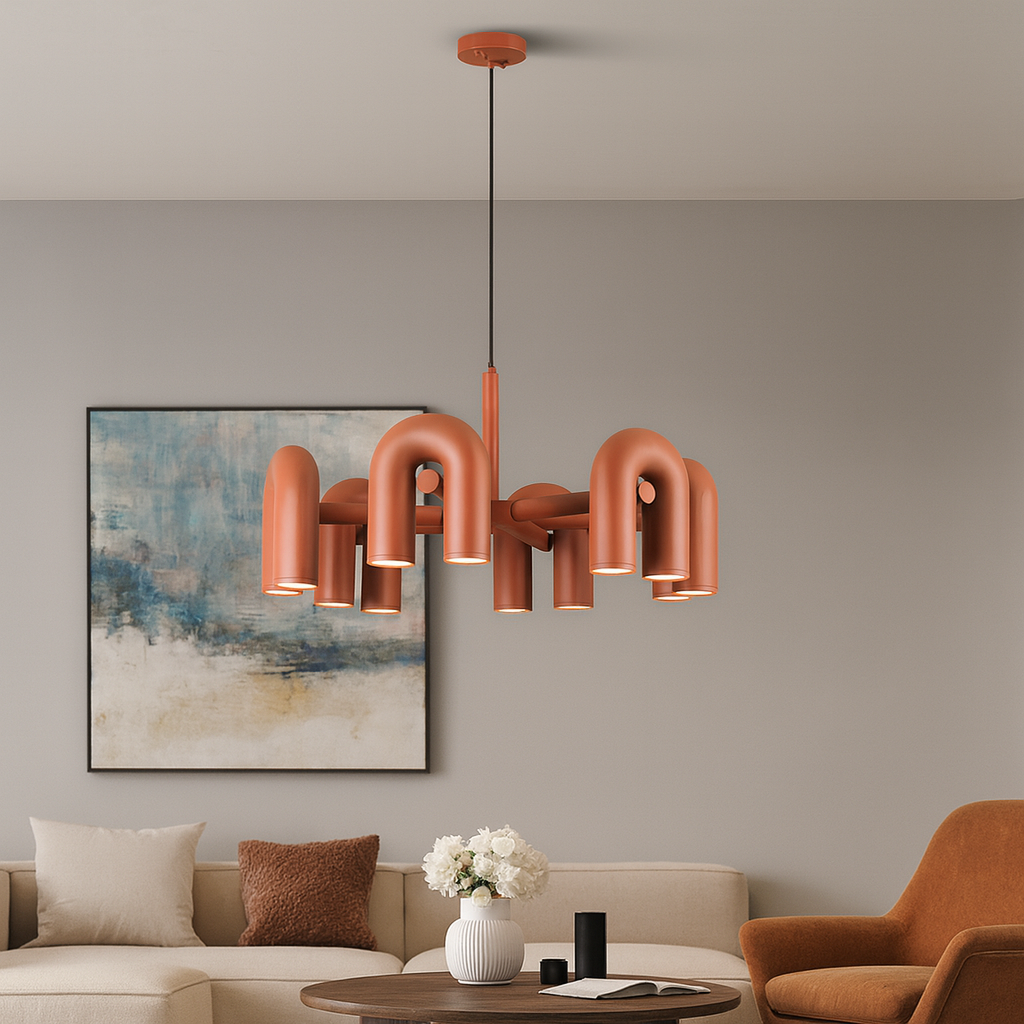 Bauhaus Chandelier | Modern Geometric Ceiling Light for Dining Room and Living Room