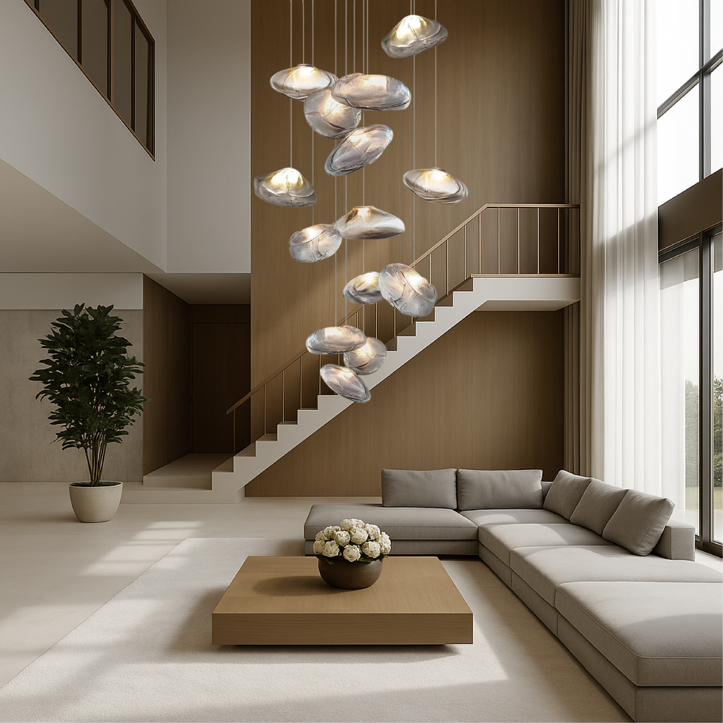 Nordic Glass Chandelier | Modern LED Ceiling Light for Living Room and Dining Area