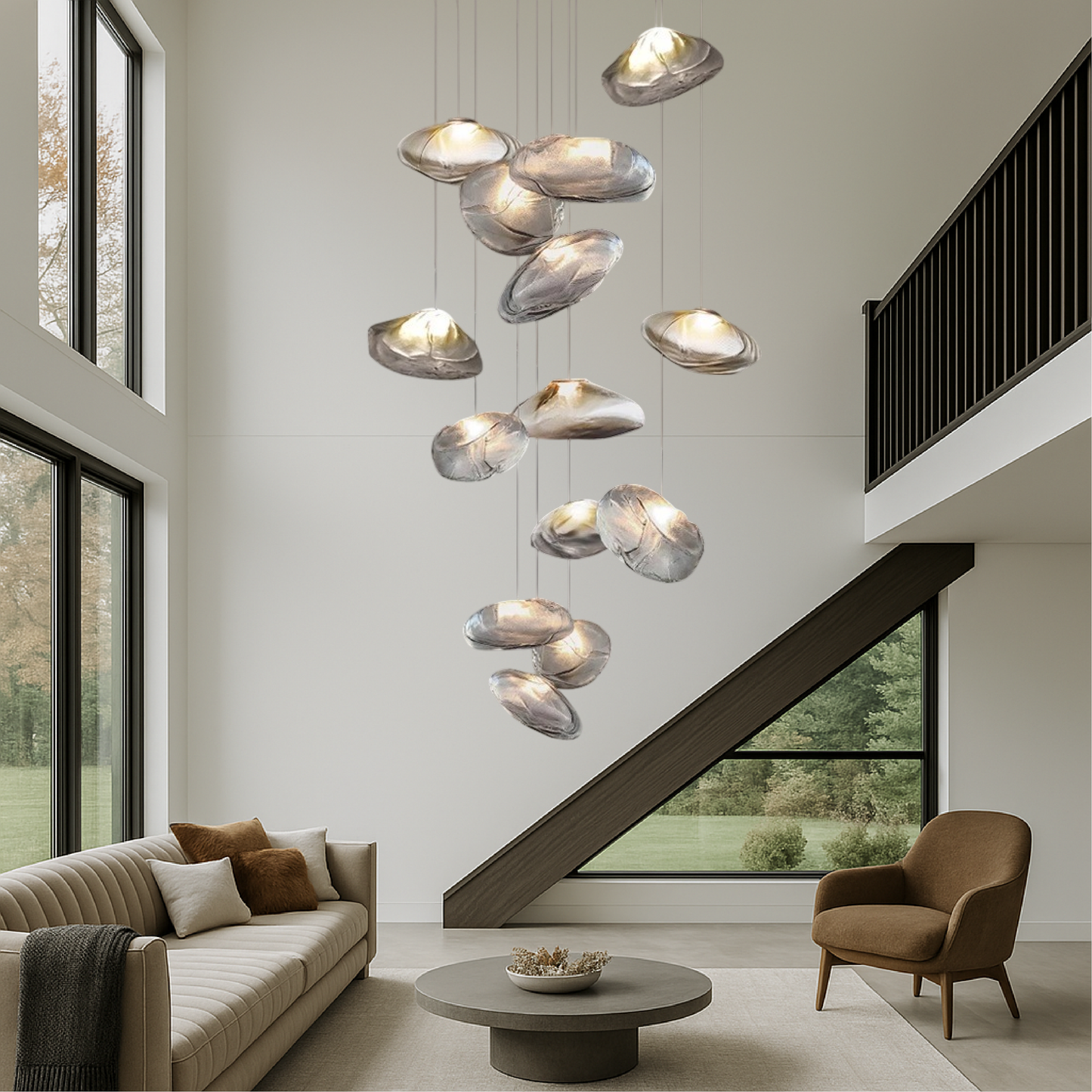 Nordic Glass Chandelier | Modern LED Ceiling Light for Living Room and Dining Area
