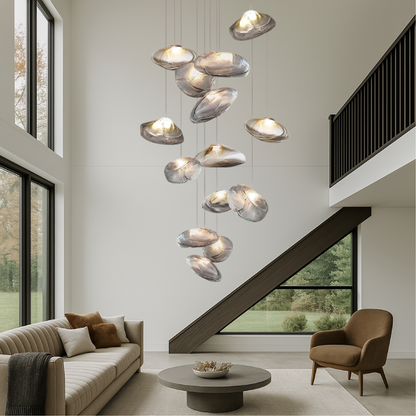 Nordic Glass Chandelier | Modern LED Ceiling Light for Living Room and Dining Area