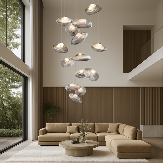 Nordic Glass Chandelier | Modern LED Ceiling Light for Living Room and Dining Area