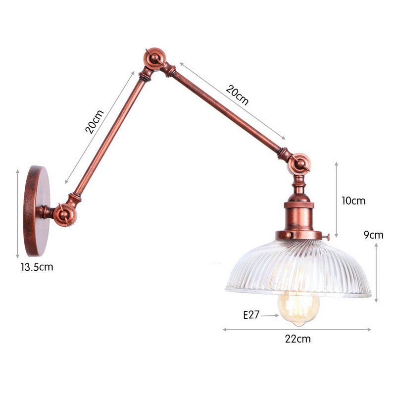 Vintage Glass Wall Light Sconce | Industrial Bedroom and Living Room Wall Lamp