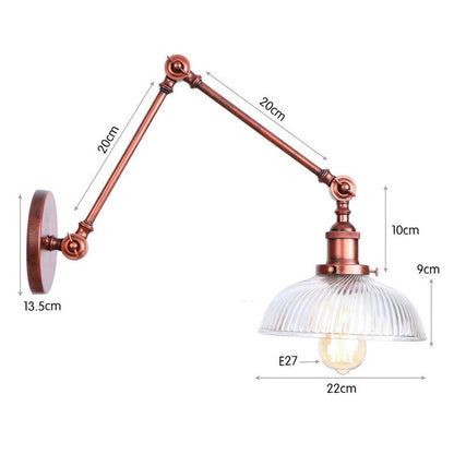 Vintage Glass Wall Light Sconce | Industrial Bedroom and Living Room Wall Lamp