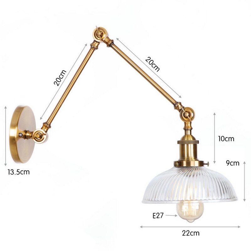 Vintage Glass Wall Light Sconce | Industrial Bedroom and Living Room Wall Lamp