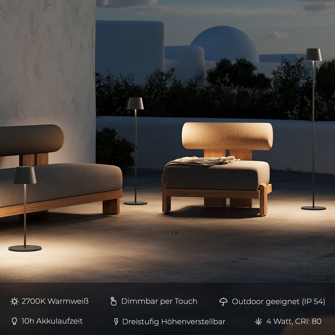 Rechargeable LED Floor Lamp | Adjustable Height Modern Standing Light