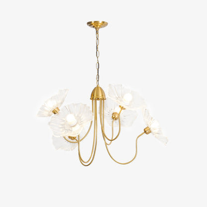 Leaf Glass Chandelier Ceiling Light | Modern Frosted Glass Pendant Lamp