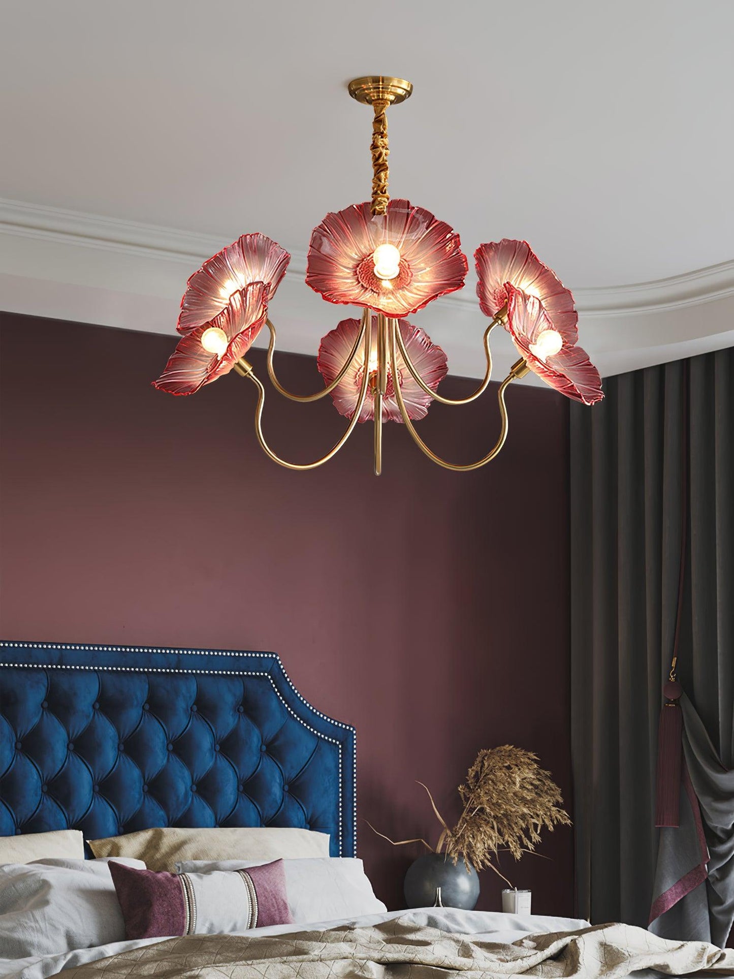 Leaf Glass Chandelier Ceiling Light | Modern Frosted Glass Pendant Lamp