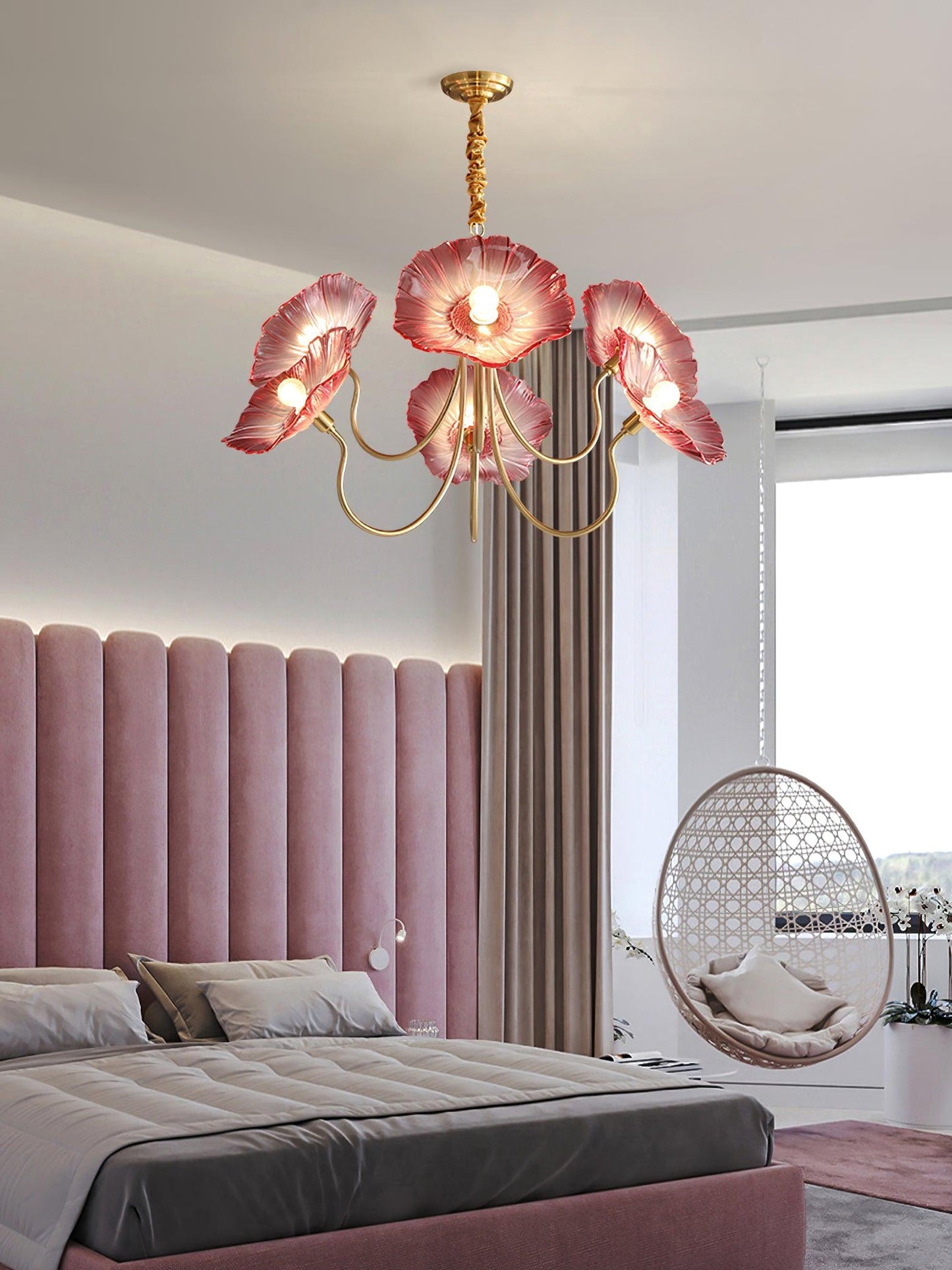Leaf Glass Chandelier Ceiling Light | Modern Frosted Glass Pendant Lamp
