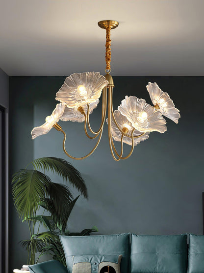 Leaf Glass Chandelier Ceiling Light | Modern Frosted Glass Pendant Lamp