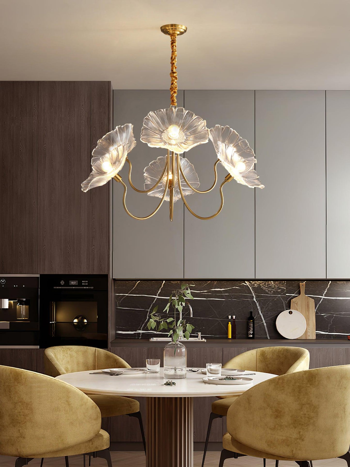 Leaf Glass Chandelier Ceiling Light | Modern Frosted Glass Pendant Lamp