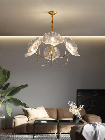 Leaf Glass Chandelier Ceiling Light | Modern Frosted Glass Pendant Lamp