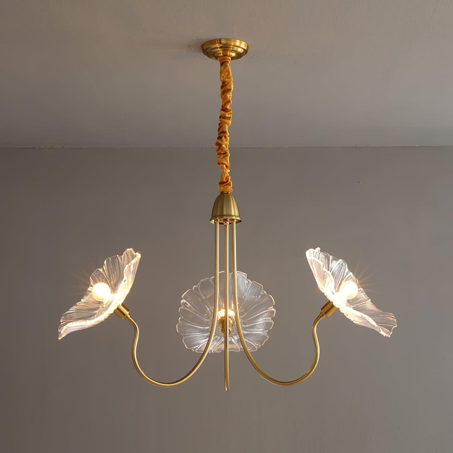 Leaf Glass Chandelier Ceiling Light | Modern Frosted Glass Pendant Lamp