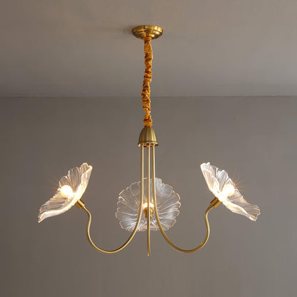 Leaf Glass Chandelier Ceiling Light | Modern Frosted Glass Pendant Lamp