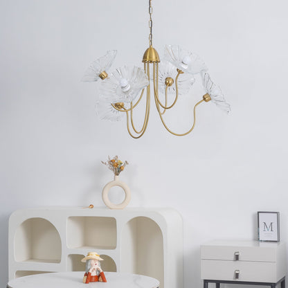 Leaf Glass Chandelier Ceiling Light | Modern Frosted Glass Pendant Lamp