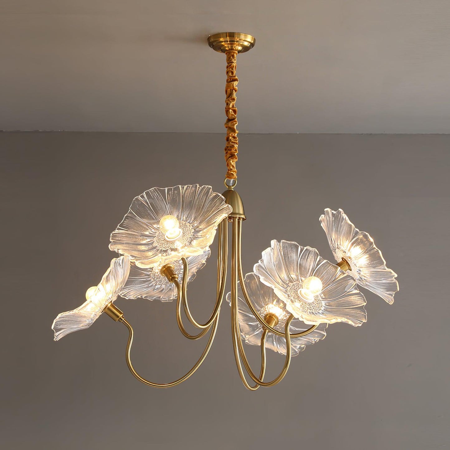 Leaf Glass Chandelier Ceiling Light | Modern Frosted Glass Pendant Lamp