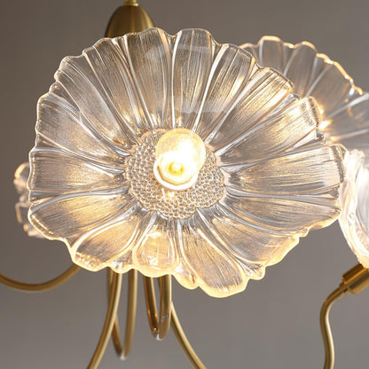 Leaf Glass Chandelier Ceiling Light | Modern Frosted Glass Pendant Lamp