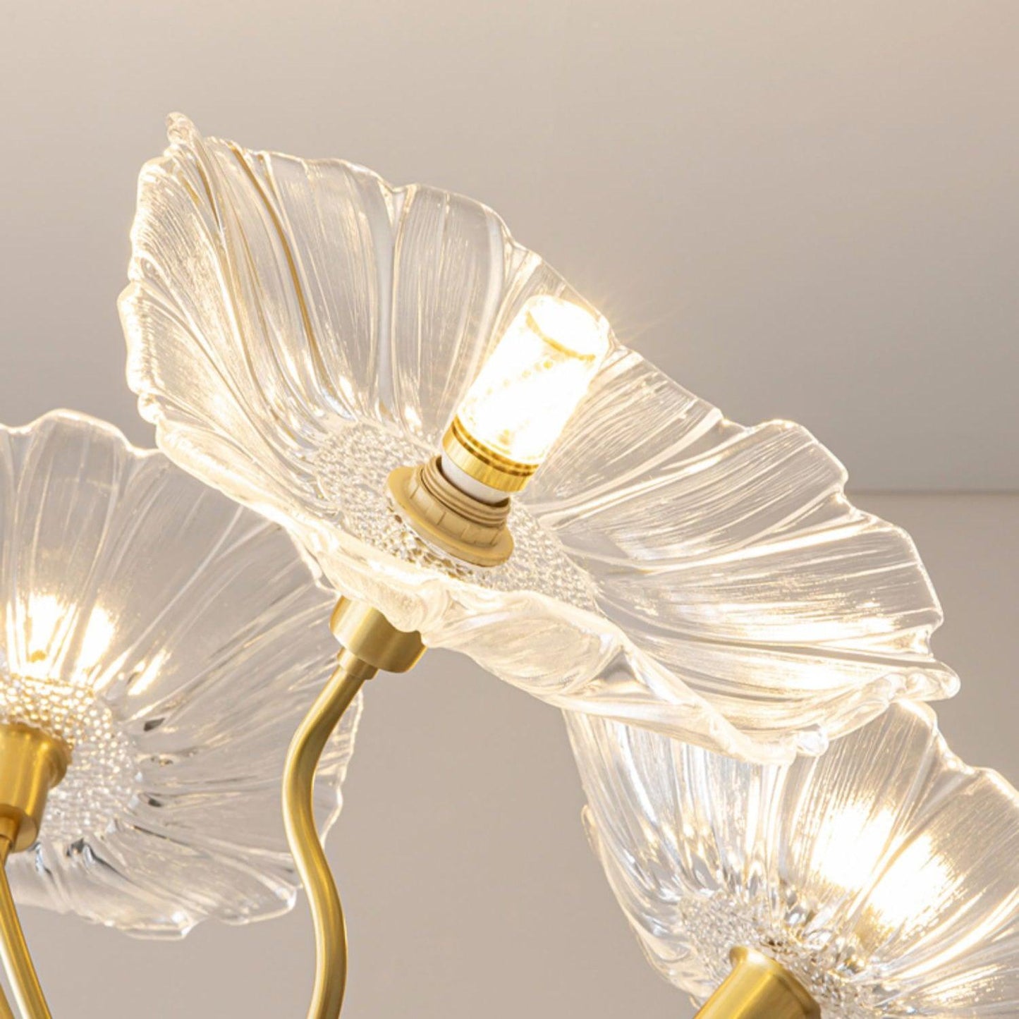 Leaf Glass Chandelier Ceiling Light | Modern Frosted Glass Pendant Lamp