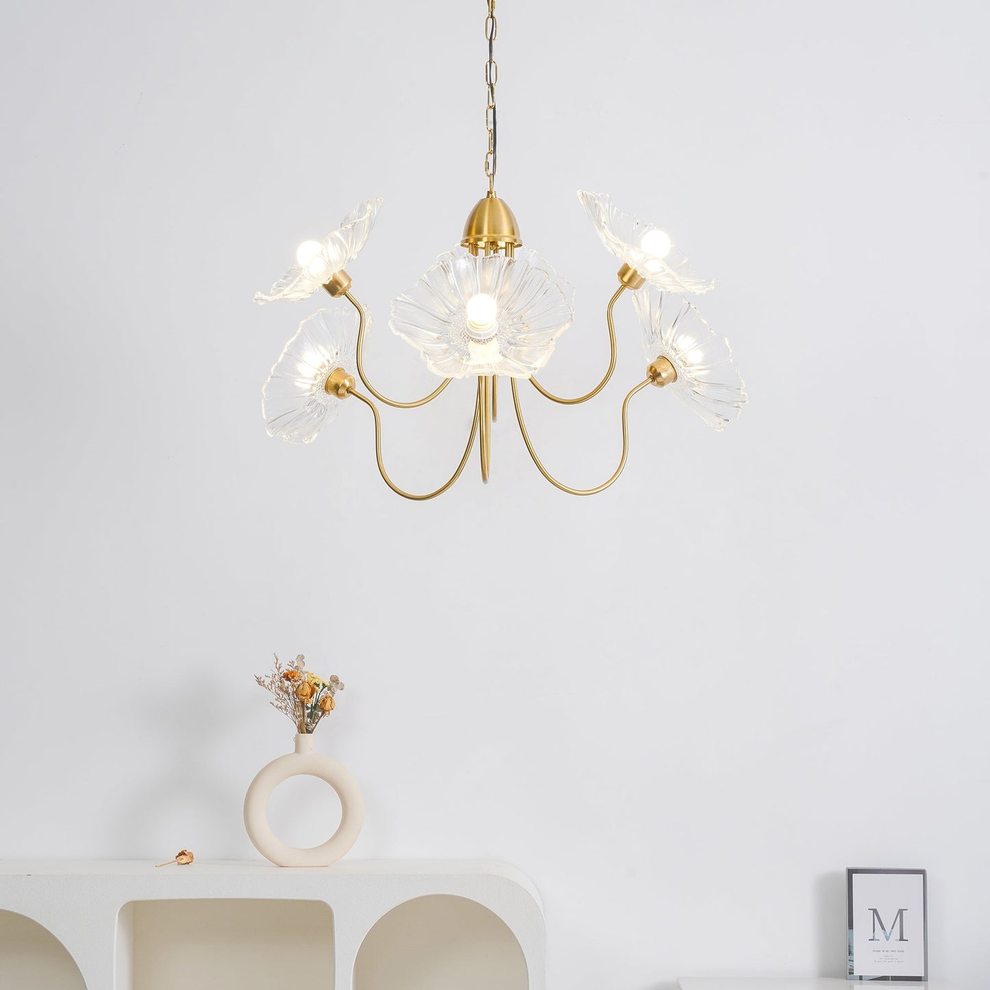Leaf Glass Chandelier Ceiling Light | Modern Frosted Glass Pendant Lamp