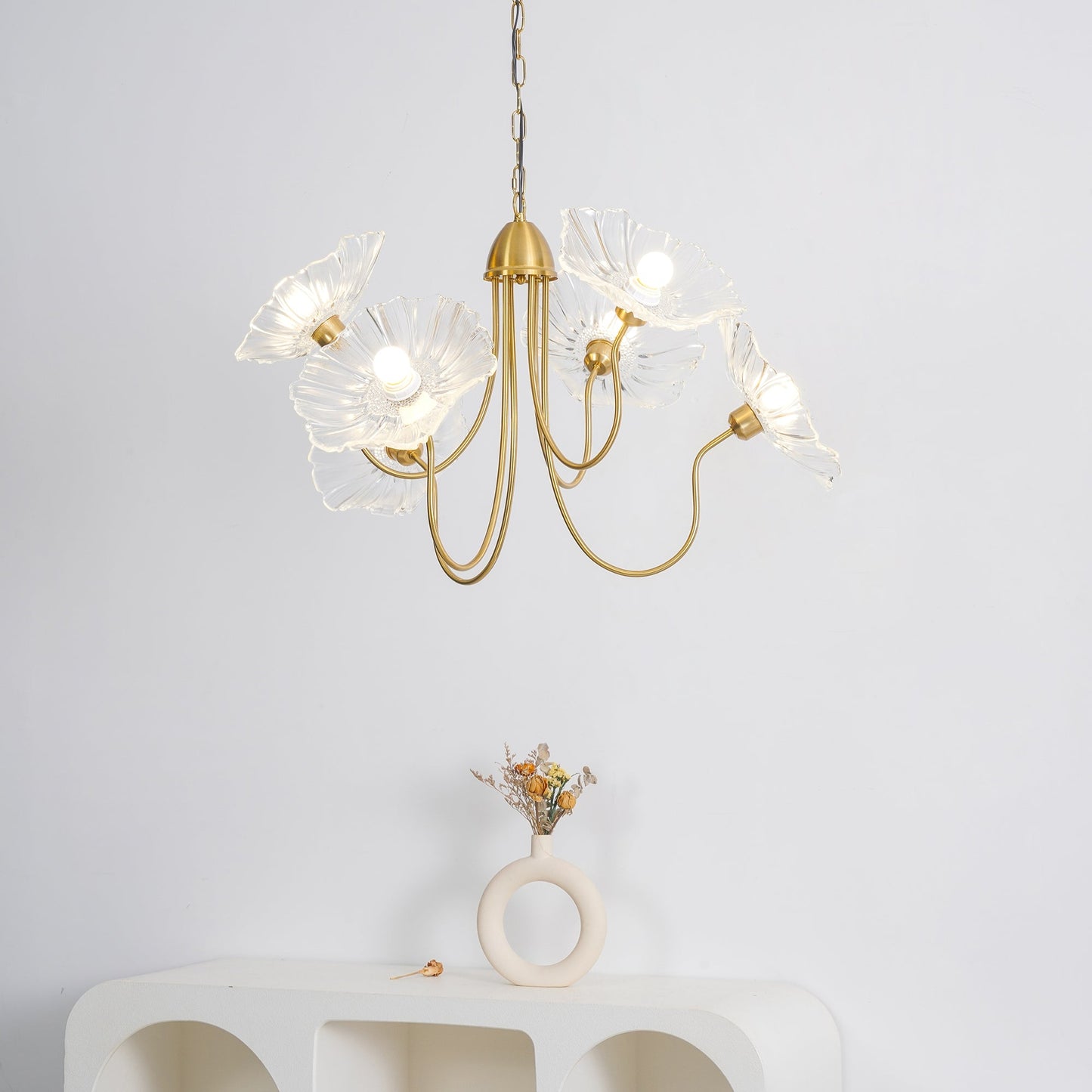 Leaf Glass Chandelier Ceiling Light | Modern Frosted Glass Pendant Lamp