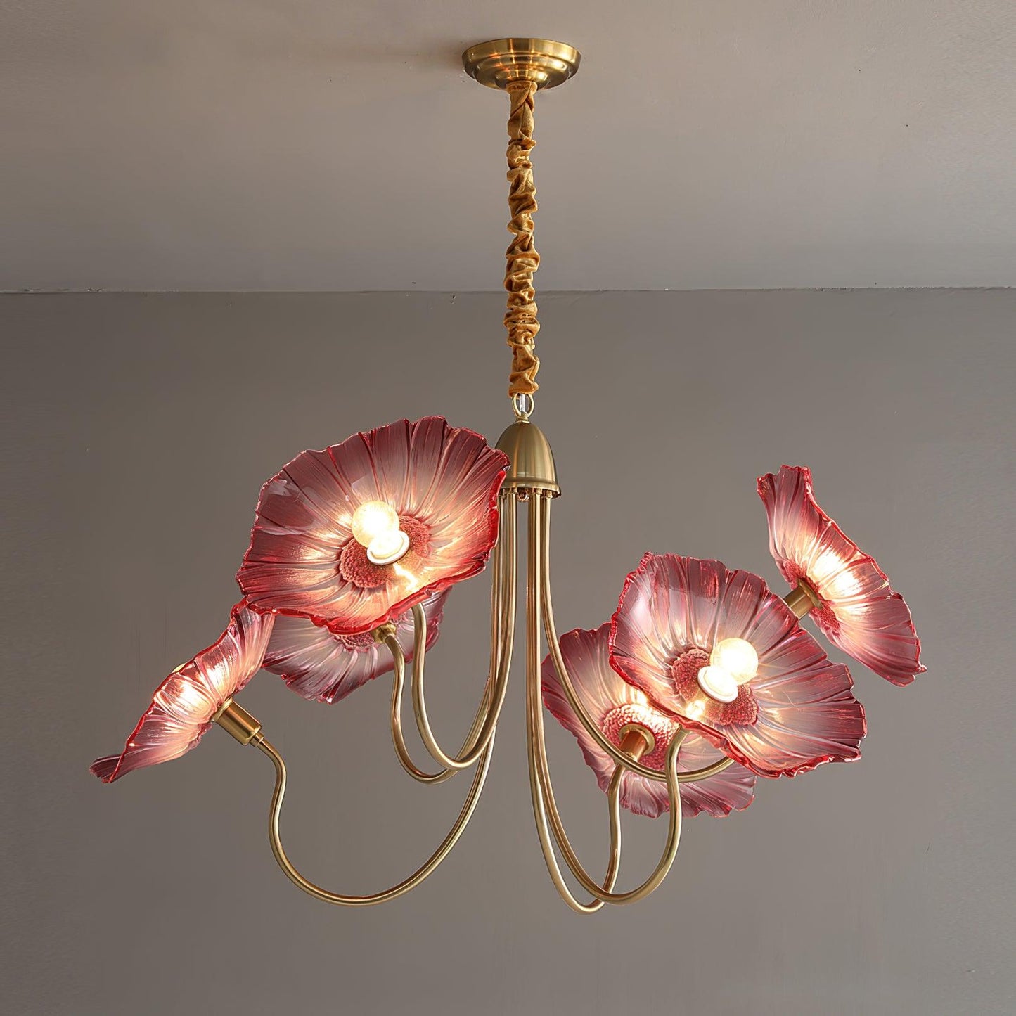 Leaf Glass Chandelier Ceiling Light | Modern Frosted Glass Pendant Lamp