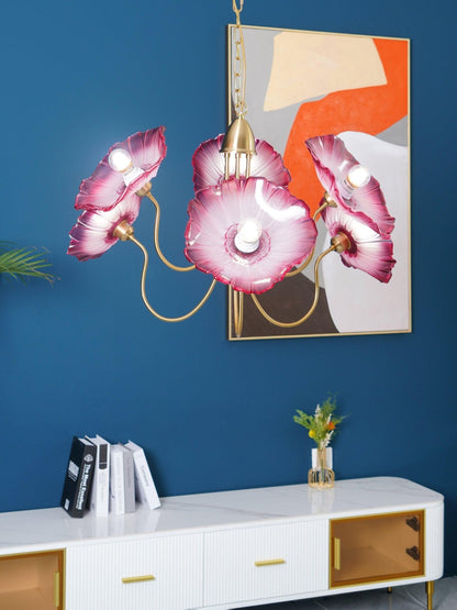 Leaf Glass Chandelier Ceiling Light | Modern Frosted Glass Pendant Lamp