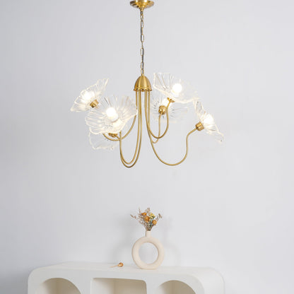 Leaf Glass Chandelier Ceiling Light | Modern Frosted Glass Pendant Lamp