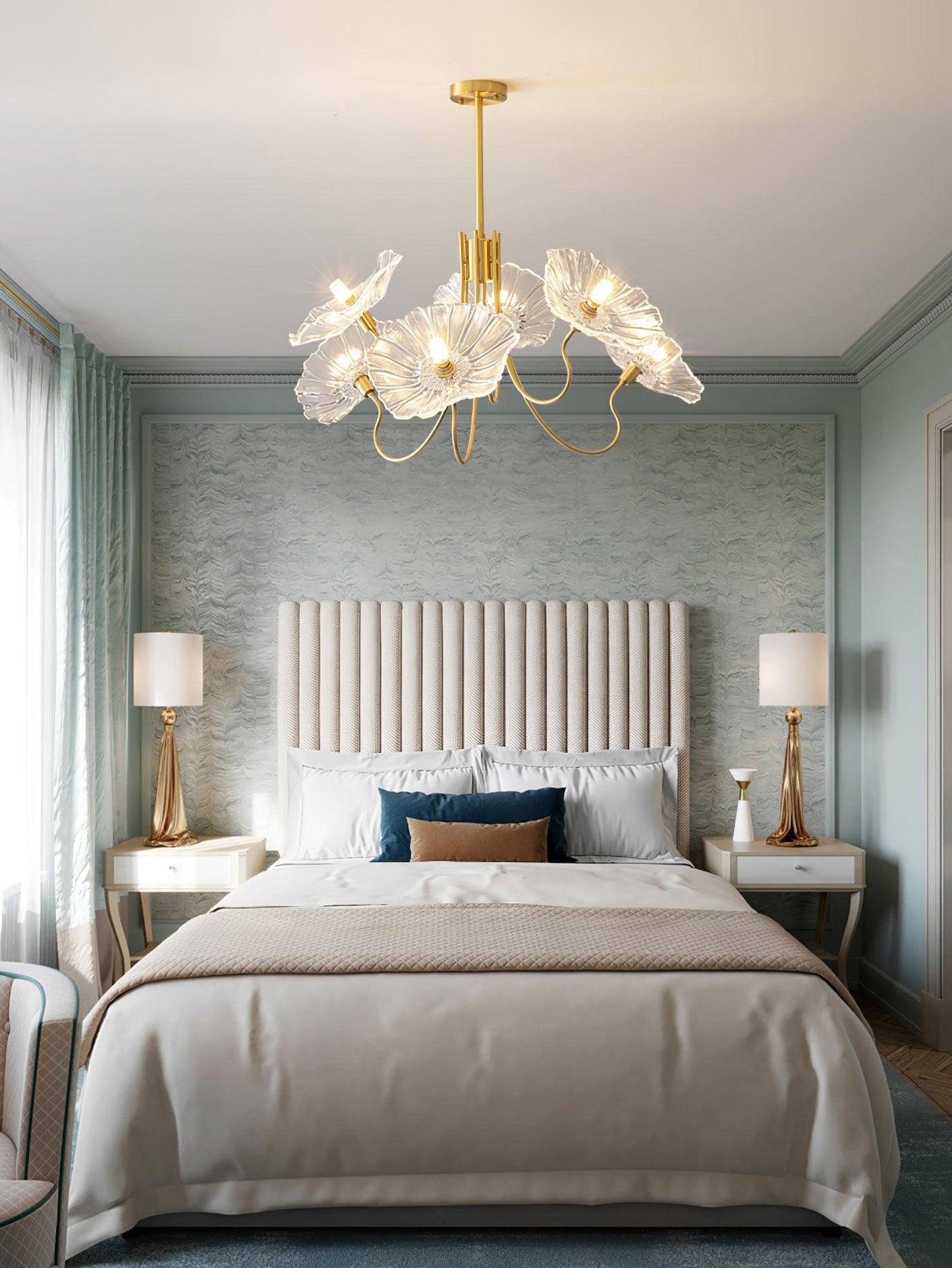 Leaf Glass Chandelier Ceiling Light | Modern Frosted Glass Pendant Lamp
