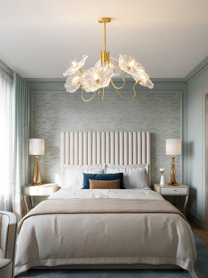Leaf Glass Chandelier Ceiling Light | Modern Frosted Glass Pendant Lamp