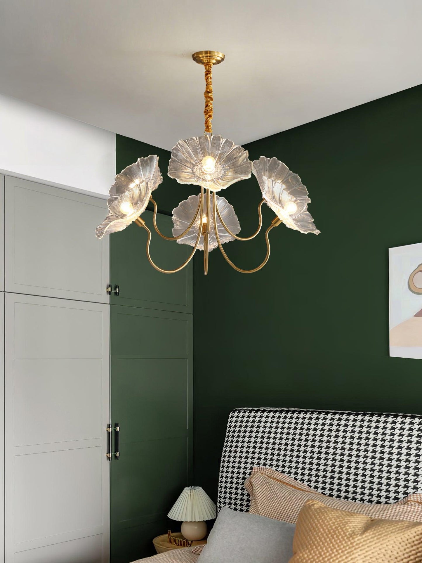 Leaf Glass Chandelier Ceiling Light | Modern Frosted Glass Pendant Lamp