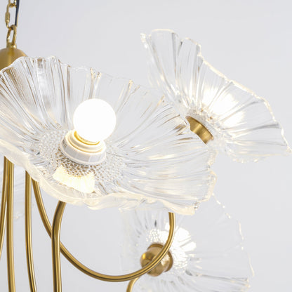 Leaf Glass Chandelier Ceiling Light | Modern Frosted Glass Pendant Lamp