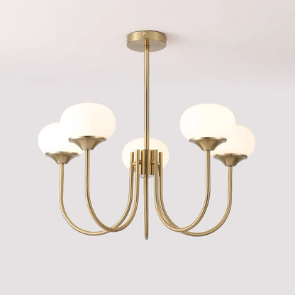 Modern Chandelier Ceiling Light with Pink Glass Shades | Decorative Dining Room Lamp