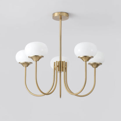 Modern Chandelier Ceiling Light with Pink Glass Shades | Decorative Dining Room Lamp