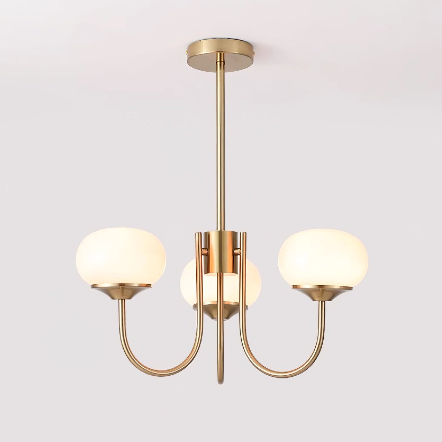 Modern Chandelier Ceiling Light with Pink Glass Shades | Decorative Dining Room Lamp