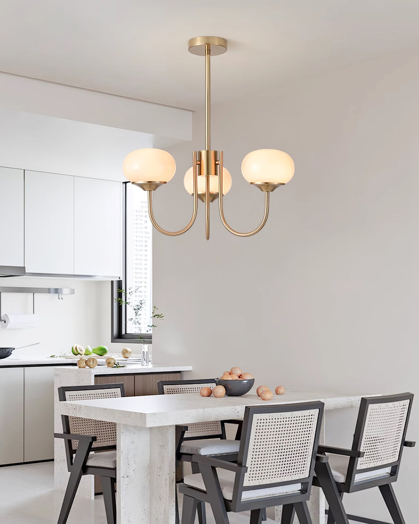 Modern Chandelier Ceiling Light with Pink Glass Shades | Decorative Dining Room Lamp