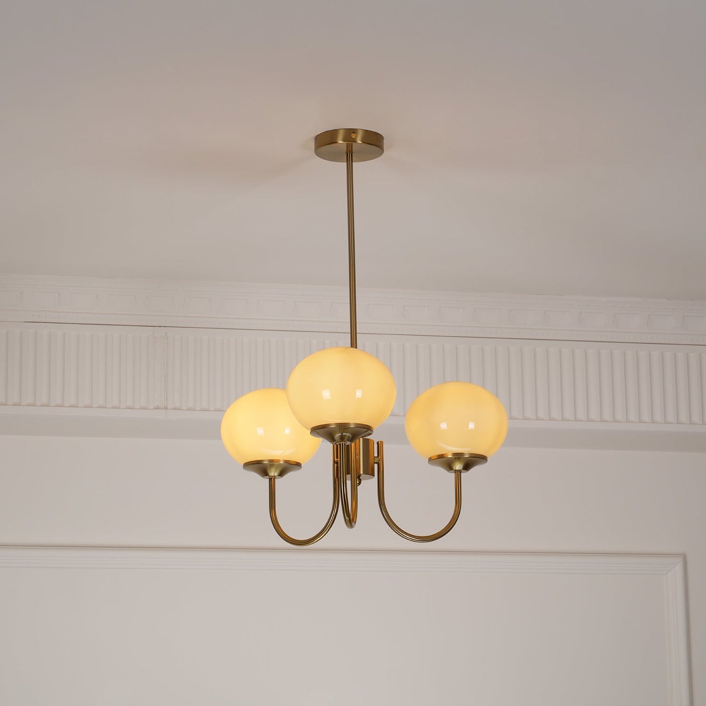 Modern Chandelier Ceiling Light with Pink Glass Shades | Decorative Dining Room Lamp