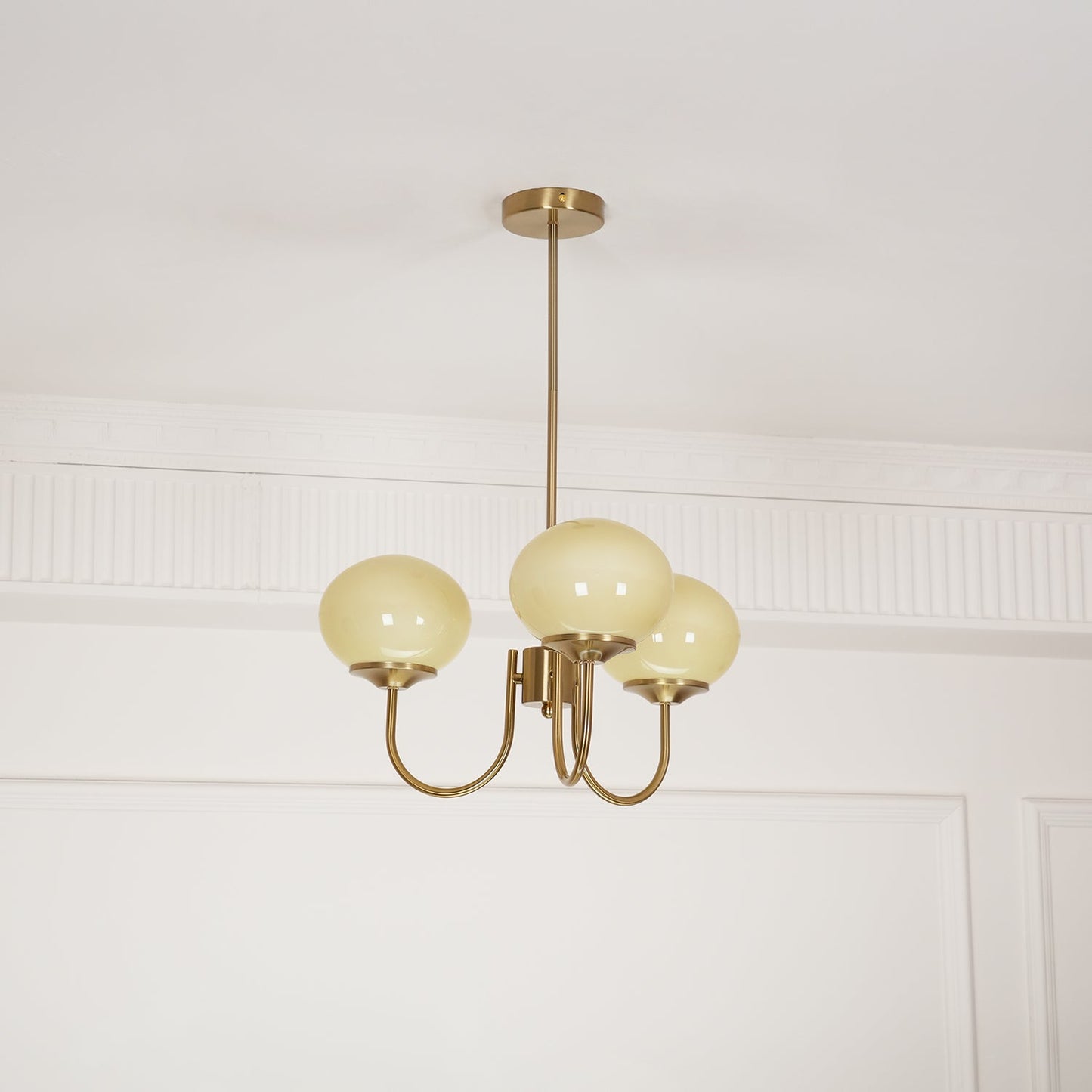 Modern Chandelier Ceiling Light with Pink Glass Shades | Decorative Dining Room Lamp
