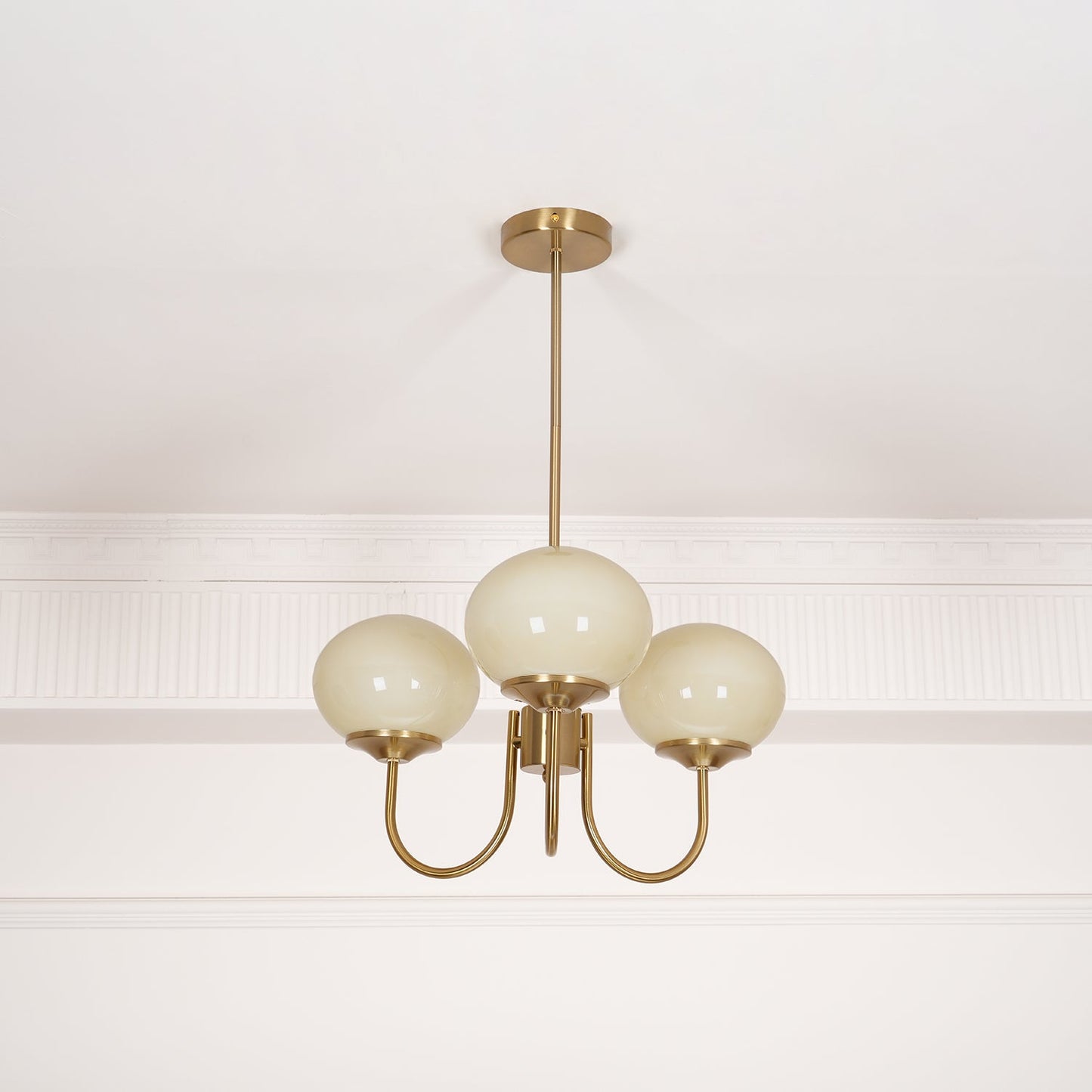 Modern Chandelier Ceiling Light with Pink Glass Shades | Decorative Dining Room Lamp