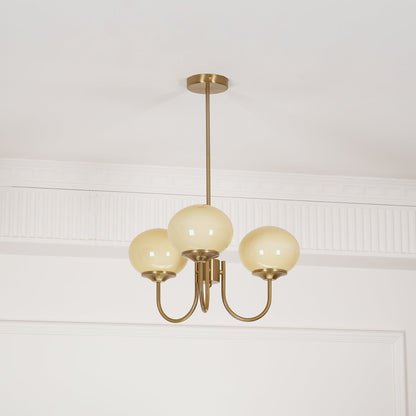 Modern Chandelier Ceiling Light with Pink Glass Shades | Decorative Dining Room Lamp